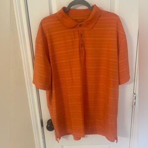 Nike Golf Men's XL Striped Orange Polo Shirt Athleisure Lightweight Summer Shirt